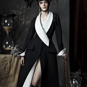 Iconic AW 2013 Dior Wool with white shawl collar Dress by Raf Simons